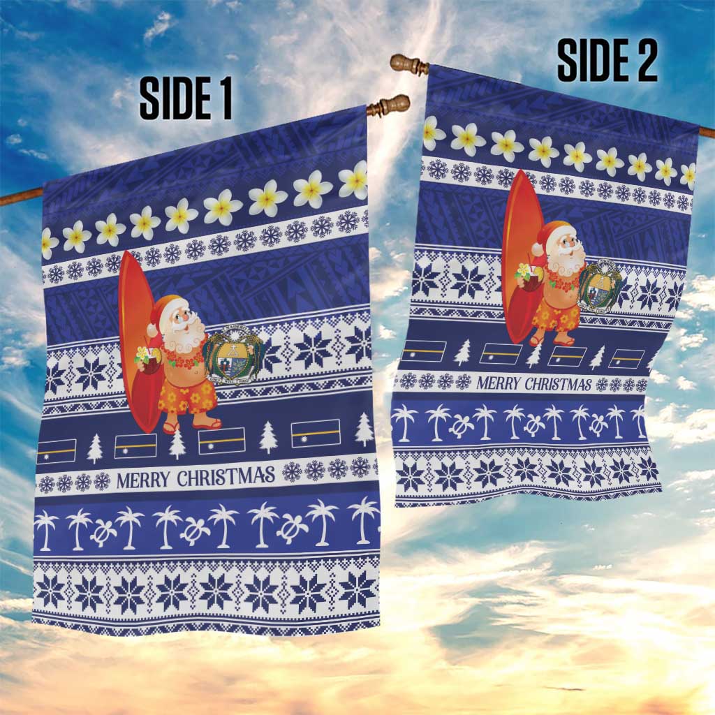 Nauru Christmas Garden Flag Cute Santa Coat Of Arms Merry Xmas - Polynesian Pride