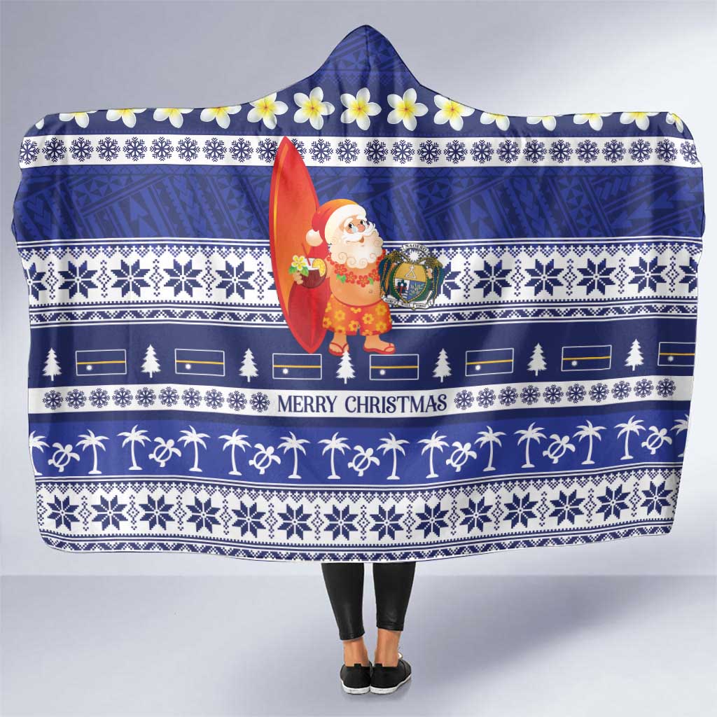 Nauru Christmas Hooded Blanket Cute Santa Coat Of Arms Merry Xmas - Polynesian Pride
