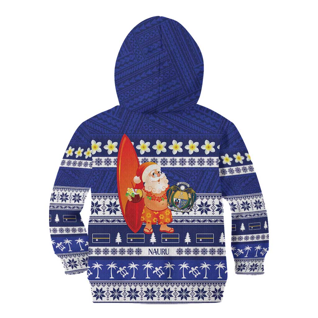 Nauru Christmas Kid Hoodie Cute Santa Coat Of Arms Merry Xmas - Polynesian Pride