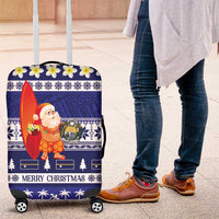 Nauru Christmas Luggage Cover Cute Santa Coat Of Arms Merry Xmas - Polynesian Pride