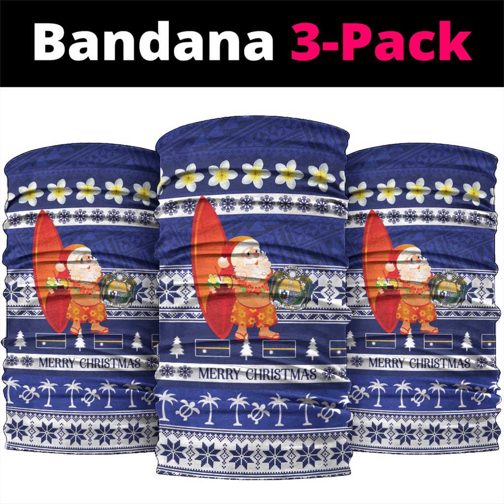 Nauru Christmas Neck Gaiter Cute Santa Coat Of Arms Merry Xmas - Polynesian Pride