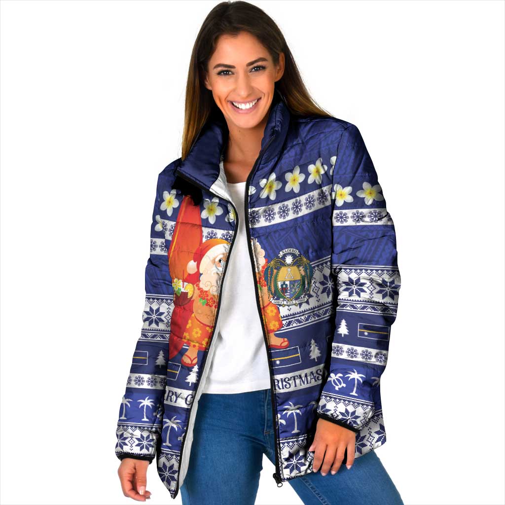 Nauru Christmas Padded Jacket Cute Santa Coat Of Arms Merry Xmas - Polynesian Pride