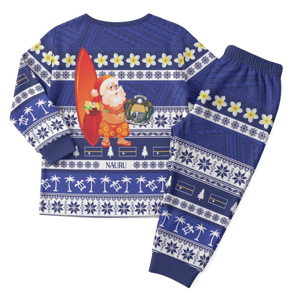Nauru Christmas Pajama Set Cute Santa Coat Of Arms Merry Xmas - Polynesian Pride