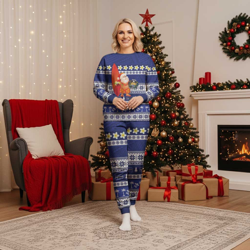 Nauru Christmas Pajama Set Cute Santa Coat Of Arms Merry Xmas - Polynesian Pride