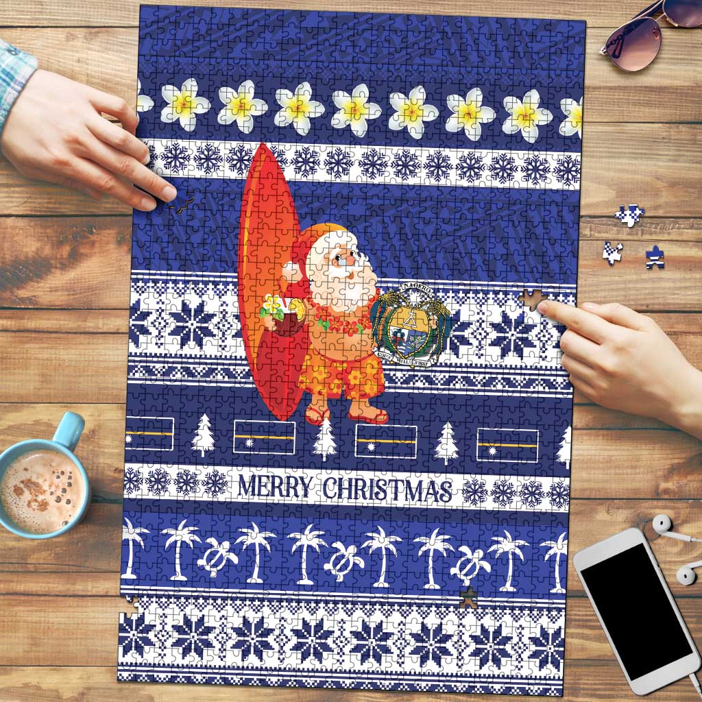 Nauru Christmas Puzzle Cute Santa Coat Of Arms Merry Xmas - Polynesian Pride