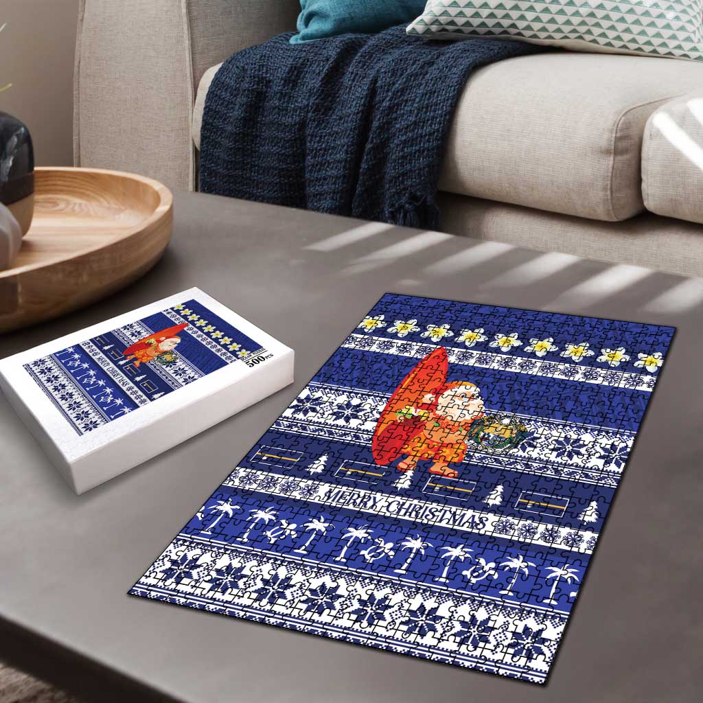 Nauru Christmas Puzzle Cute Santa Coat Of Arms Merry Xmas - Polynesian Pride
