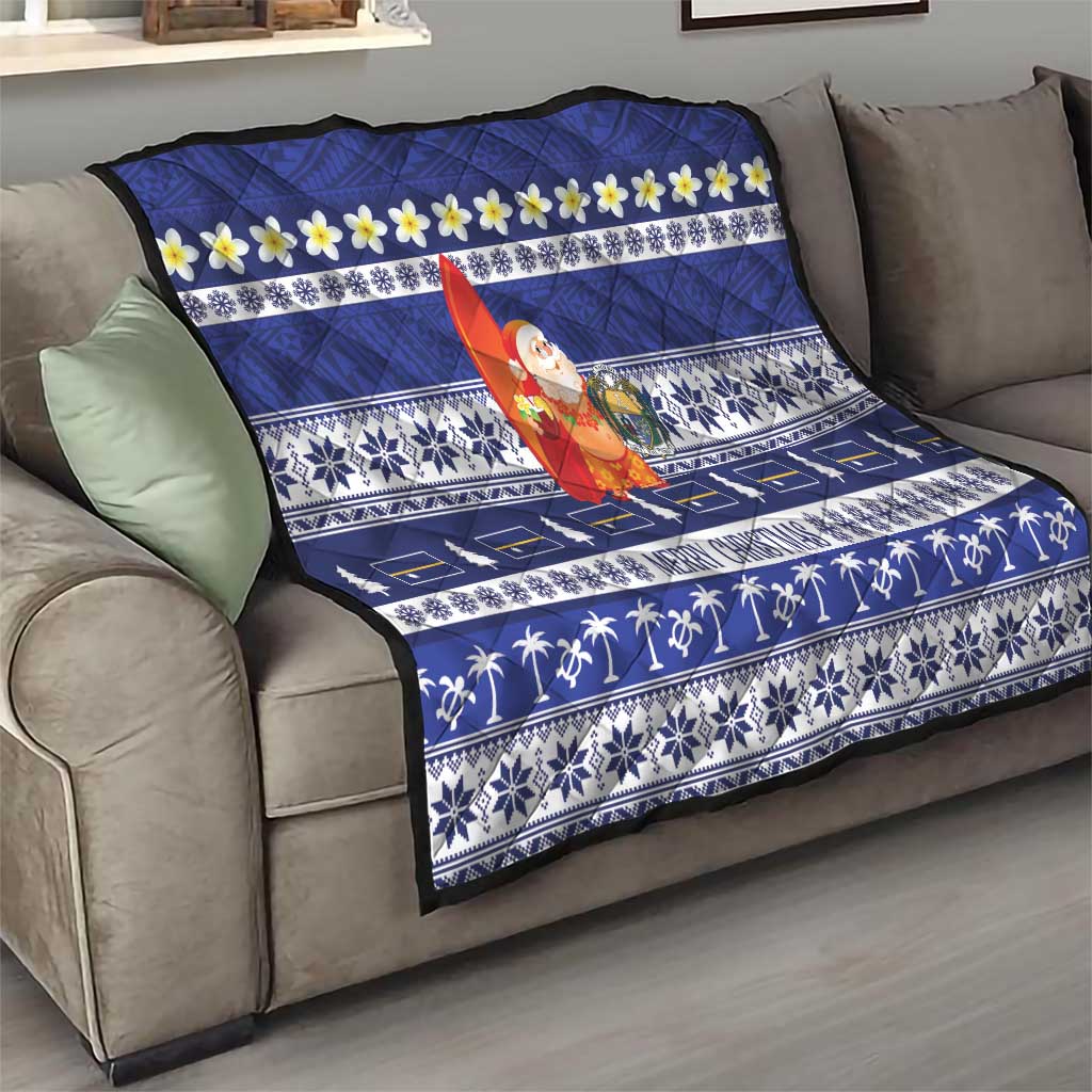Nauru Christmas Quilt Cute Santa Coat Of Arms Merry Xmas - Polynesian Pride