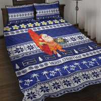 Nauru Christmas Quilt Bed Set Cute Santa Coat Of Arms Merry Xmas - Polynesian Pride