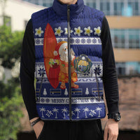Nauru Christmas Sleeveless Puffer Jacket Cute Santa Coat Of Arms Merry Xmas - Polynesian Pride