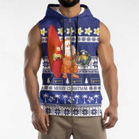 Nauru Christmas Sleeveless Zip Hoodie Cute Santa Coat Of Arms Merry Xmas - Polynesian Pride
