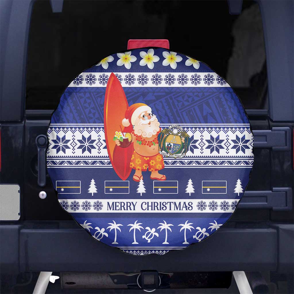 Nauru Christmas Spare Tire Cover Cute Santa Coat Of Arms Merry Xmas - Polynesian Pride