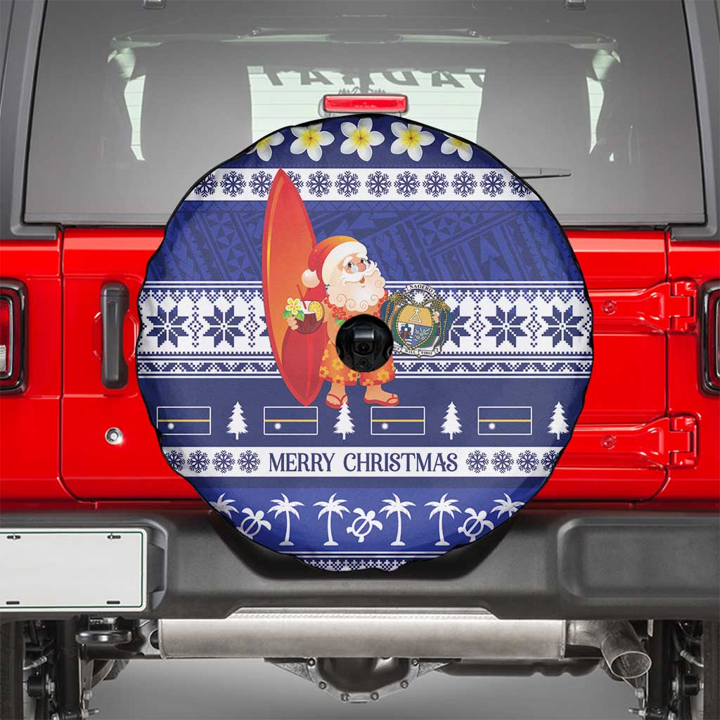 Nauru Christmas Spare Tire Cover Cute Santa Coat Of Arms Merry Xmas - Polynesian Pride