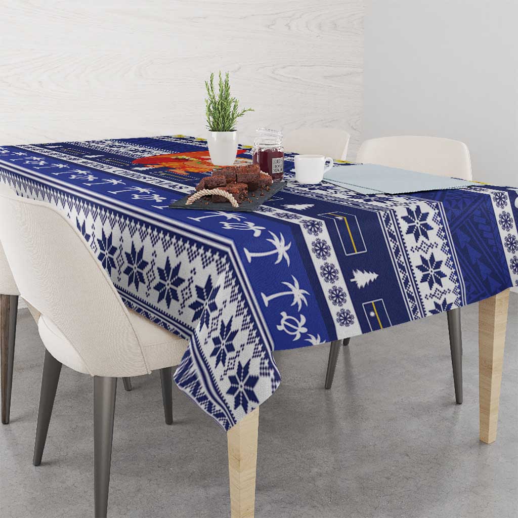 Nauru Christmas Tablecloth Cute Santa Coat Of Arms Merry Xmas - Polynesian Pride