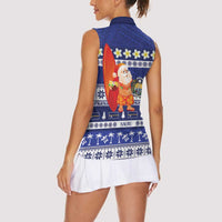 Nauru Christmas Women Sleeveless Polo Shirt Cute Santa Coat Of Arms Merry Xmas - Polynesian Pride