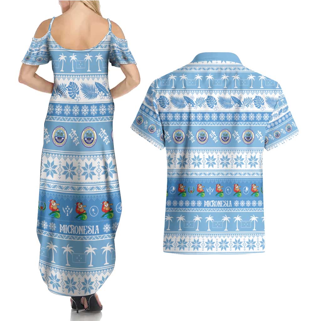FSM Christmas Couples Matching Summer Maxi Dress and Hawaiian Shirt Merry Xmas Federated States of Micronesia - Polynesian Pride