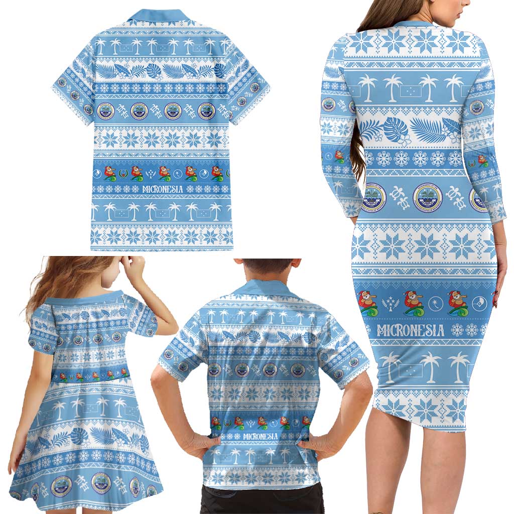 FSM Christmas Family Matching Long Sleeve Bodycon Dress and Hawaiian Shirt Merry Xmas Federated States of Micronesia - Polynesian Pride