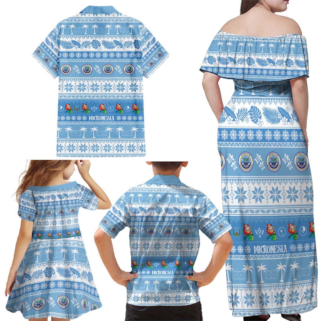 FSM Christmas Family Matching Off Shoulder Maxi Dress and Hawaiian Shirt Merry Xmas Federated States of Micronesia - Polynesian Pride