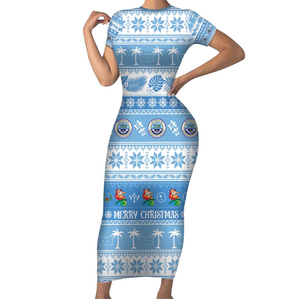 FSM Christmas Family Matching Short Sleeve Bodycon Dress and Hawaiian Shirt Merry Xmas Federated States of Micronesia - Polynesian Pride