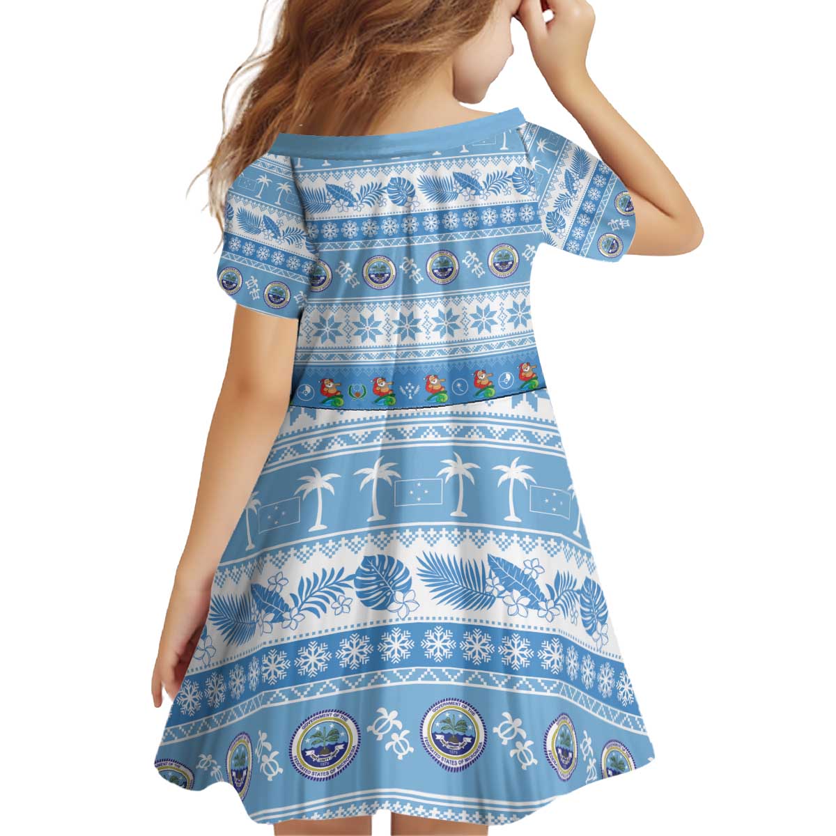 FSM Christmas Kid Short Sleeve Dress Merry Xmas Federated States of Micronesia - Polynesian Pride