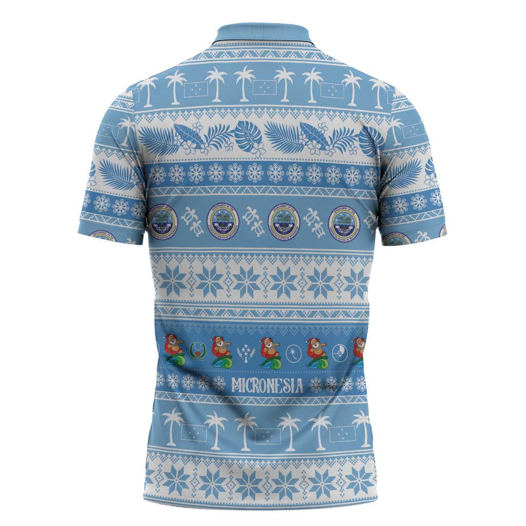 FSM Christmas Zipper Polo Shirt Merry Xmas Federated States of Micronesia - Polynesian Pride