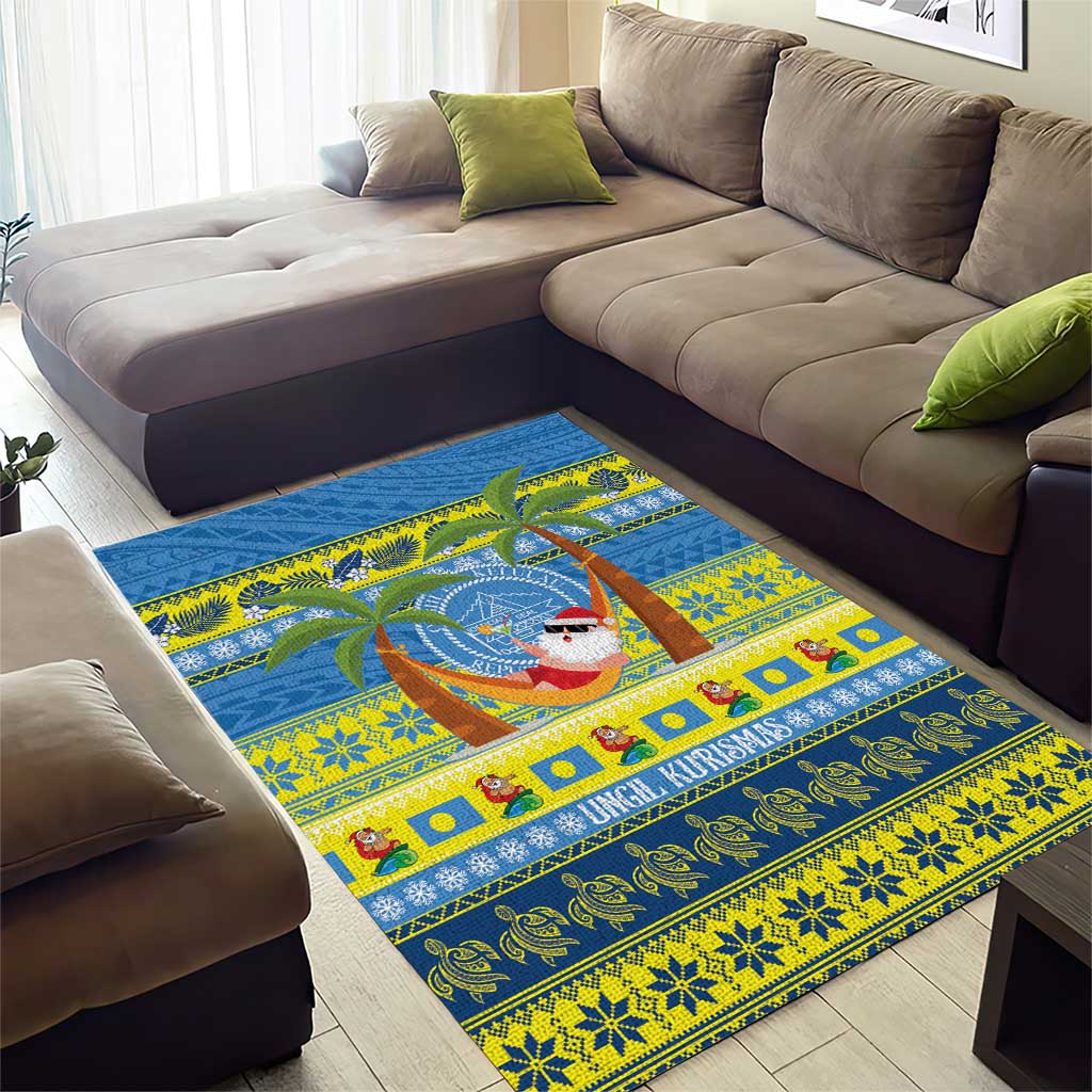Palau Christmas Area Rug Chilling Santa Ungil Kurismas - Polynesian Pride