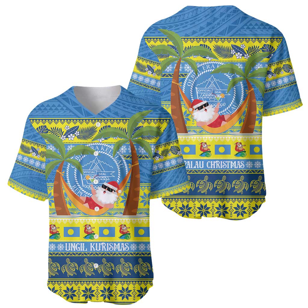 Palau Christmas Baseball Jersey Chilling Santa Ungil Kurismas - Polynesian Pride