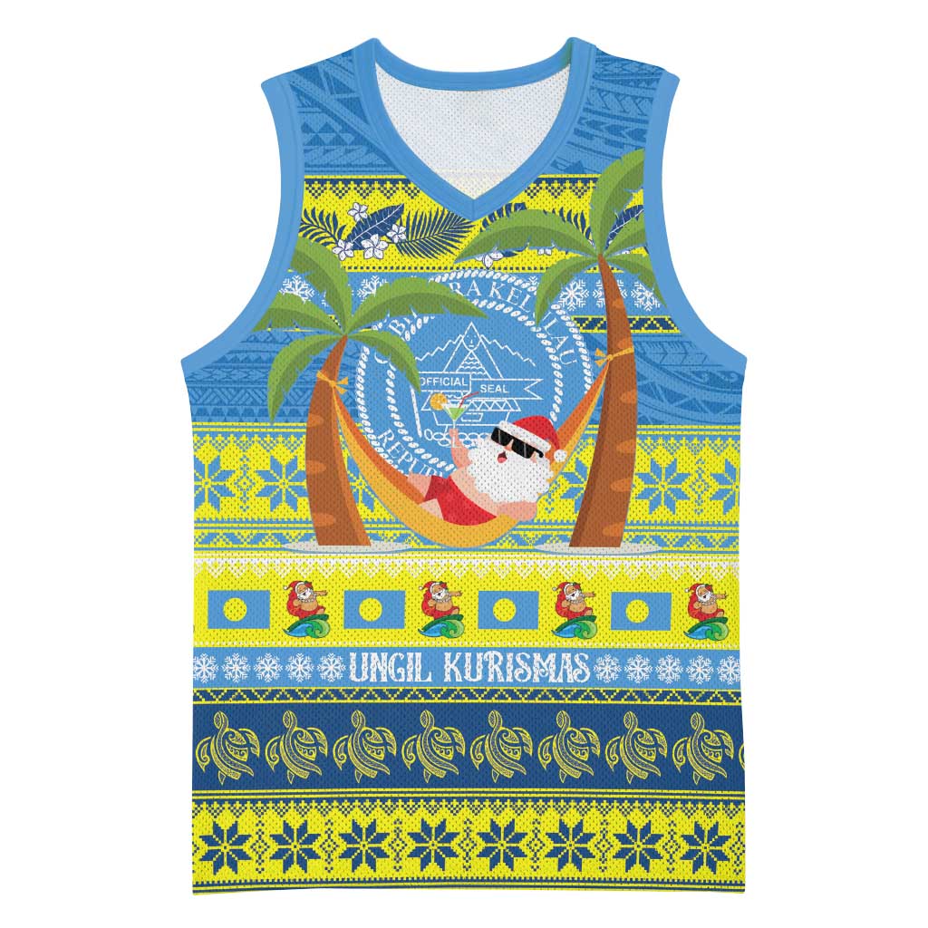 Palau Christmas Basketball Jersey Chilling Santa Ungil Kurismas - Polynesian Pride