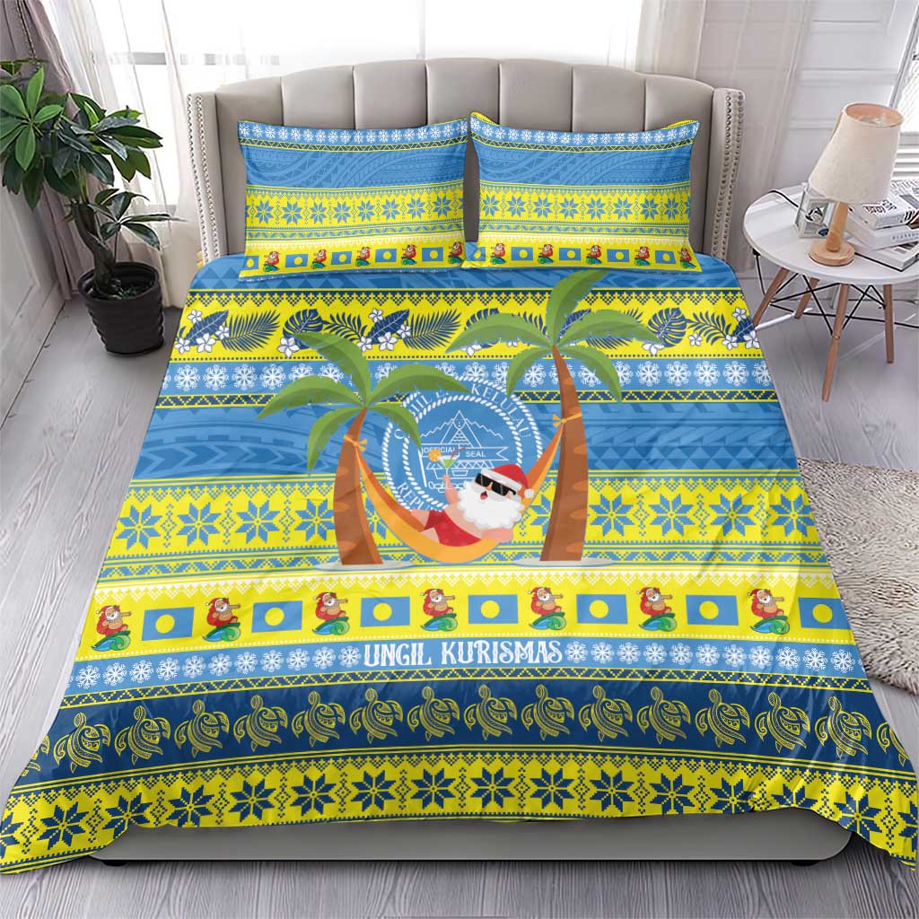 Palau Christmas Bedding Set Chilling Santa Ungil Kurismas - Polynesian Pride