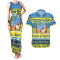 Palau Christmas Couples Matching Tank Maxi Dress and Hawaiian Shirt Chilling Santa Ungil Kurismas - Polynesian Pride