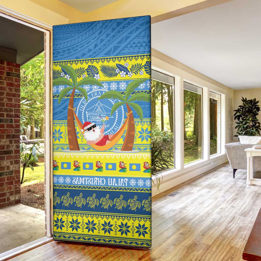 Palau Christmas Door Cover Chilling Santa Ungil Kurismas - Polynesian Pride