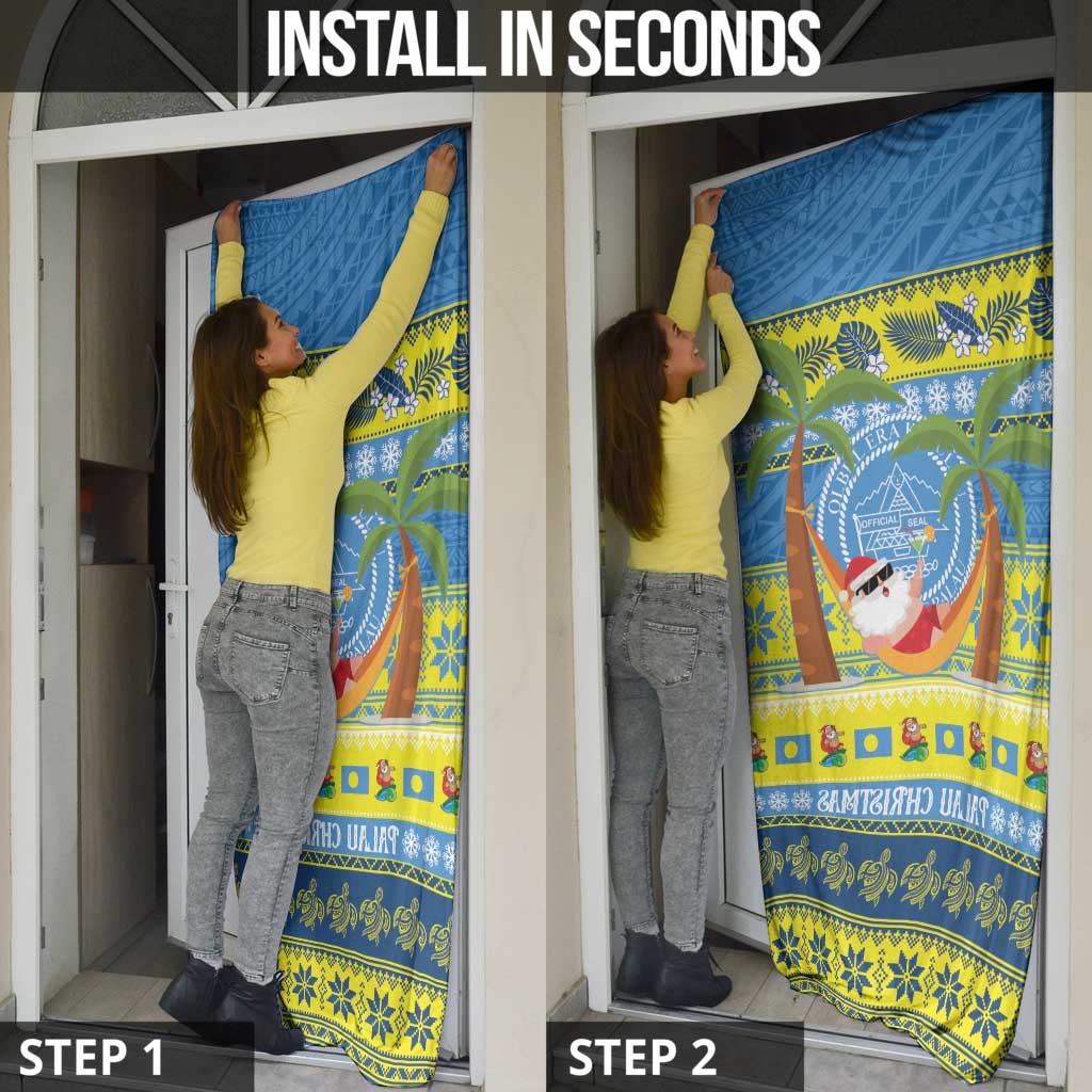 Palau Christmas Door Cover Chilling Santa Ungil Kurismas - Polynesian Pride