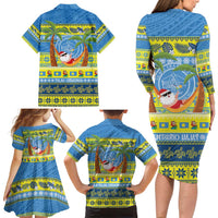 Palau Christmas Family Matching Long Sleeve Bodycon Dress and Hawaiian Shirt Chilling Santa Ungil Kurismas - Polynesian Pride