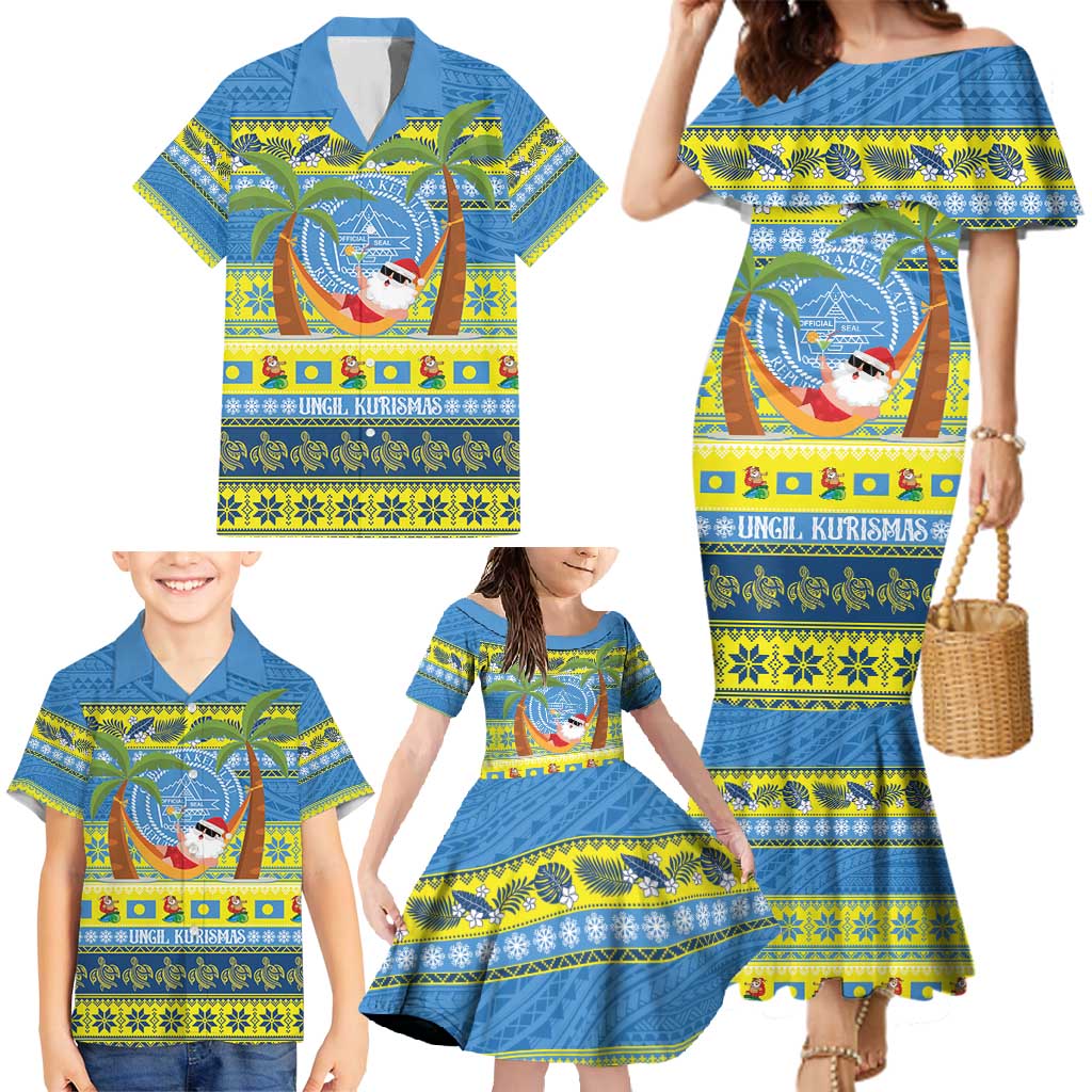 Palau Christmas Family Matching Mermaid Dress and Hawaiian Shirt Chilling Santa Ungil Kurismas - Polynesian Pride