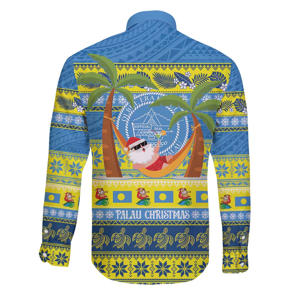Palau Christmas Family Matching Off Shoulder Maxi Dress and Hawaiian Shirt Chilling Santa Ungil Kurismas - Polynesian Pride