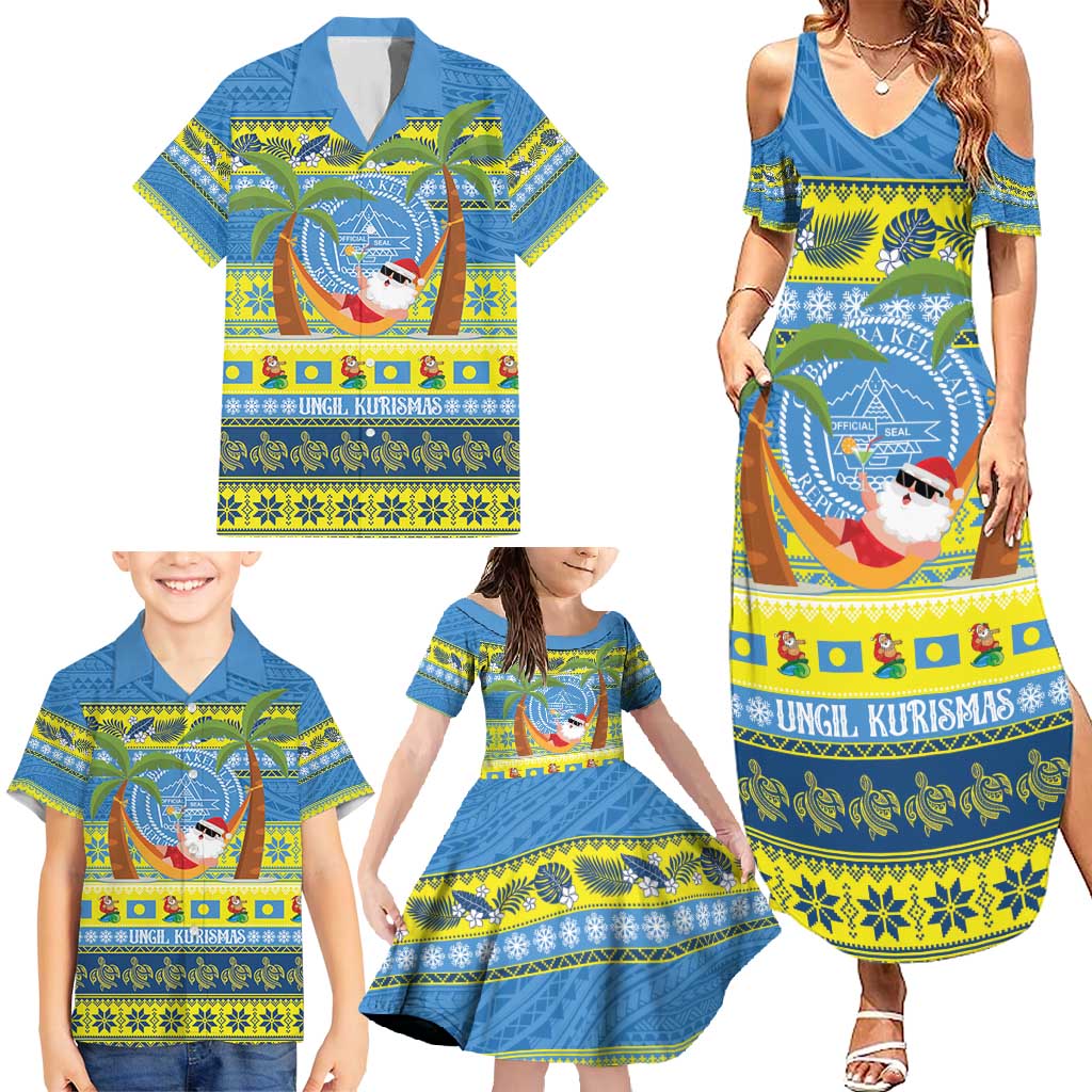 Palau Christmas Family Matching Summer Maxi Dress and Hawaiian Shirt Chilling Santa Ungil Kurismas - Polynesian Pride