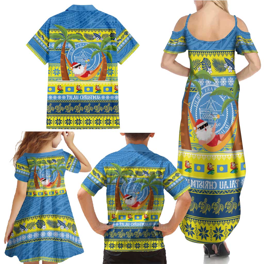 Palau Christmas Family Matching Summer Maxi Dress and Hawaiian Shirt Chilling Santa Ungil Kurismas - Polynesian Pride