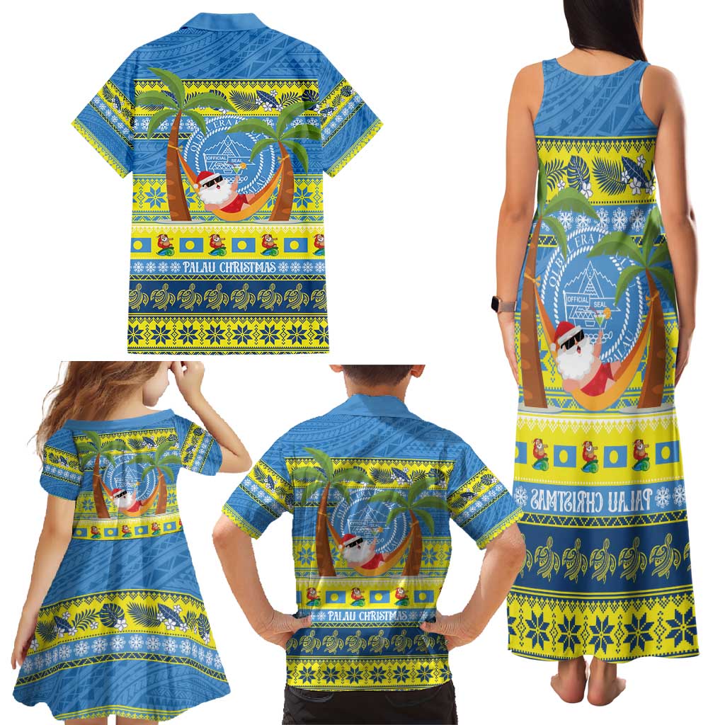 Palau Christmas Family Matching Tank Maxi Dress and Hawaiian Shirt Chilling Santa Ungil Kurismas - Polynesian Pride