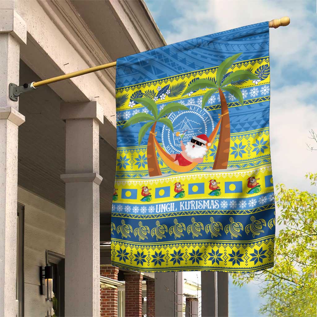 Palau Christmas Garden Flag Chilling Santa Ungil Kurismas - Polynesian Pride