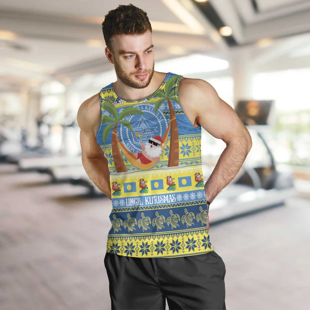 Palau Christmas Men Tank Top Chilling Santa Ungil Kurismas - Polynesian Pride