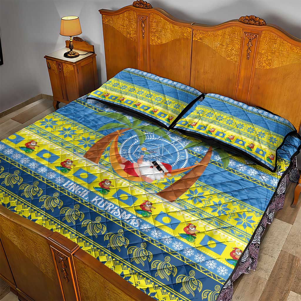 Palau Christmas Quilt Bed Set Chilling Santa Ungil Kurismas - Polynesian Pride