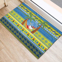 Palau Christmas Rubber Doormat Chilling Santa Ungil Kurismas - Polynesian Pride