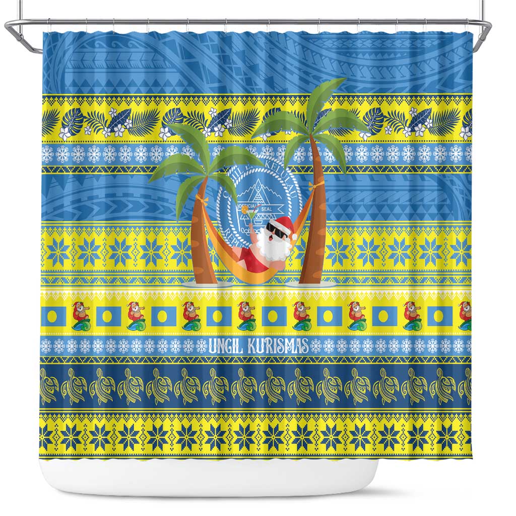 Palau Christmas Shower Curtain Chilling Santa Ungil Kurismas - Polynesian Pride