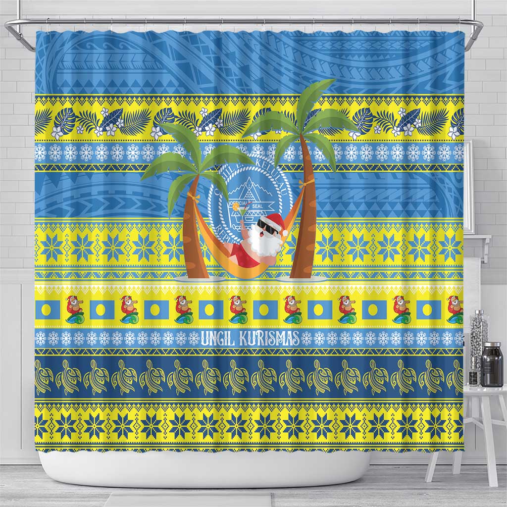 Palau Christmas Shower Curtain Chilling Santa Ungil Kurismas - Polynesian Pride