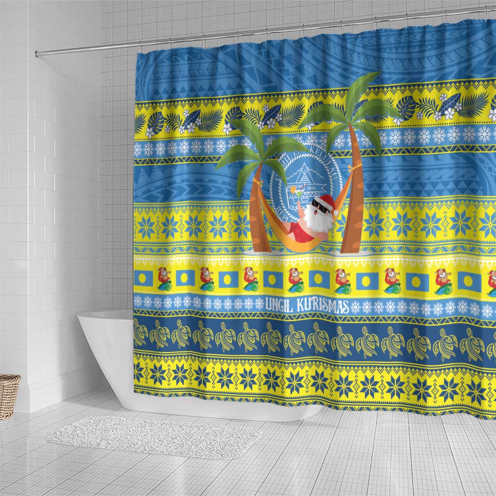 Palau Christmas Shower Curtain Chilling Santa Ungil Kurismas - Polynesian Pride