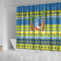 Palau Christmas Shower Curtain Chilling Santa Ungil Kurismas - Polynesian Pride