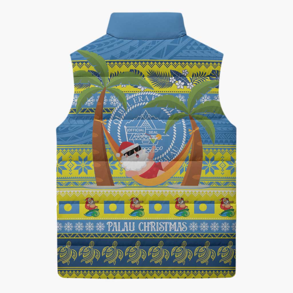Palau Christmas Sleeveless Puffer Jacket Chilling Santa Ungil Kurismas - Polynesian Pride