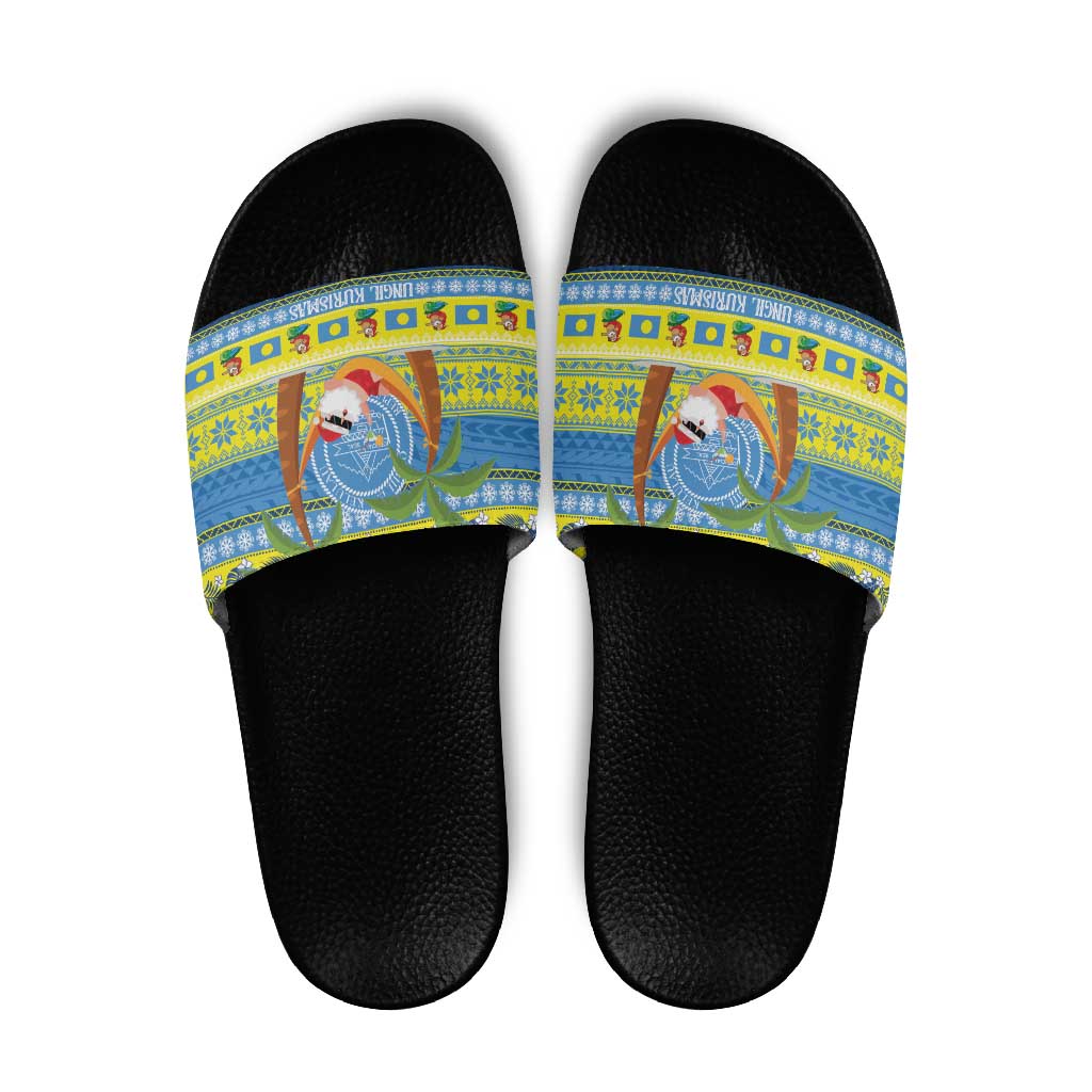 Palau Christmas Slide Sandals Chilling Santa Ungil Kurismas - Polynesian Pride