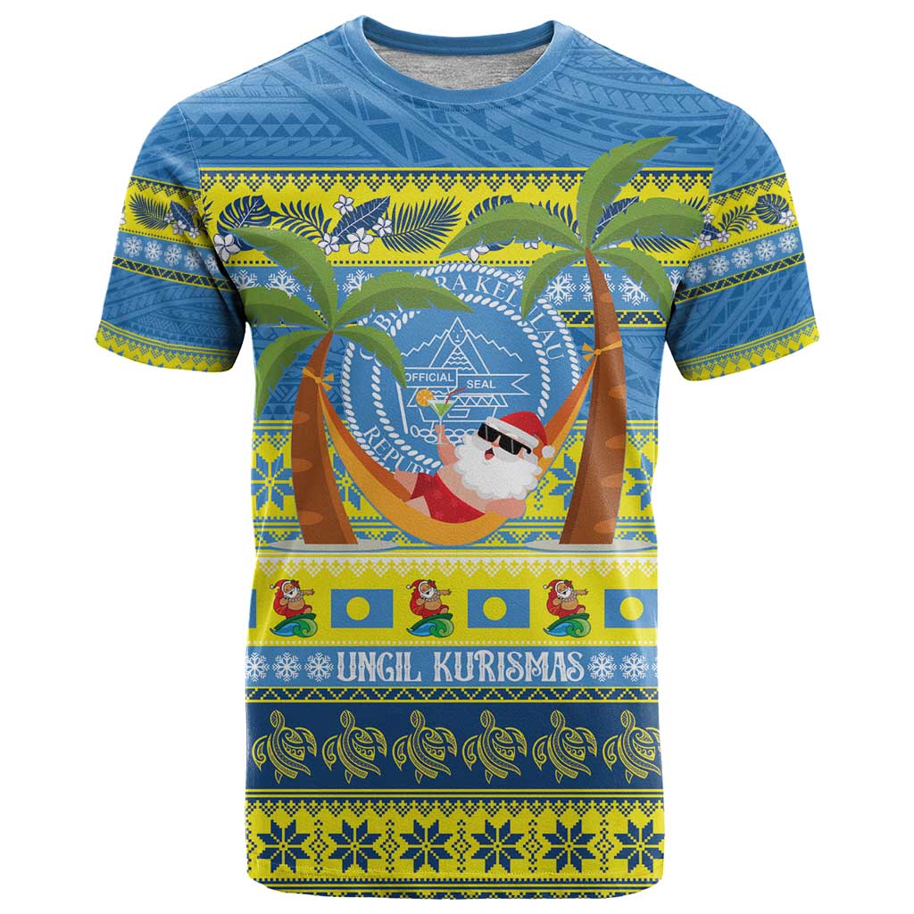 Palau Christmas T Shirt Chilling Santa Ungil Kurismas - Polynesian Pride