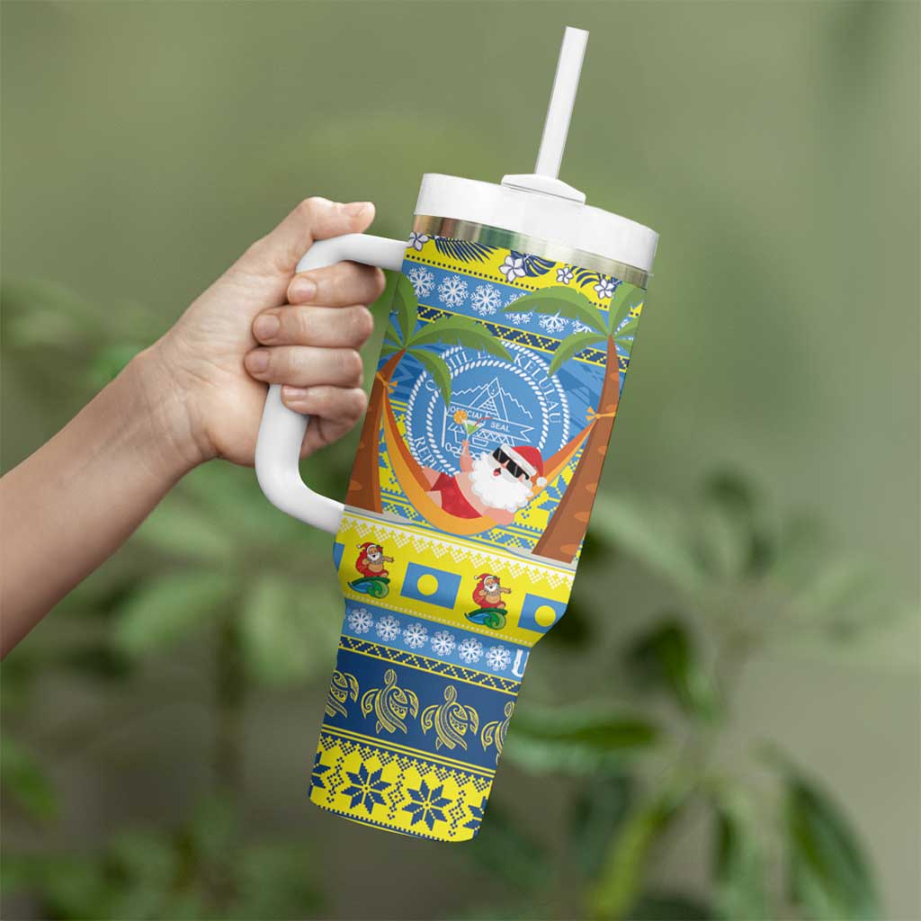 Palau Christmas Tumbler With Handle Chilling Santa Ungil Kurismas - Polynesian Pride