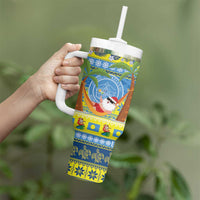 Palau Christmas Tumbler With Handle Chilling Santa Ungil Kurismas - Polynesian Pride